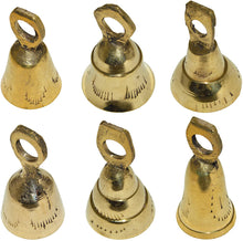 Load image into Gallery viewer, 6 Assorted Mini Brass Bells with Loops for Hanging, Functional Decoration for Crafting, Door Chime, Wedding Chimes, Gold Color by SciencePurchase

