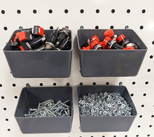 Load image into Gallery viewer, 80 Piece Pegboard Hooks &amp; Holders Set for 1/8&quot; or 1/4&quot; Pegboards with 1&quot; Spacing - Includes Straight, Curved, Angled Hook + Ring, Plier Holder + Bins
