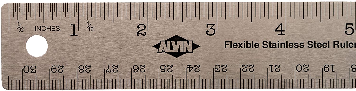 ALVIN 12 Inch Stainless Steel Ruler with Non-skid Cork Backing, Great ...