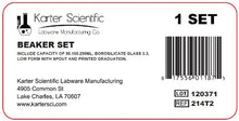 Load image into Gallery viewer, Karter Scientific 3 Piece Glass Beaker Set: 50ml, 100ml, 250ml - 3.3 Boro, Griffin Low Form (214T2)
