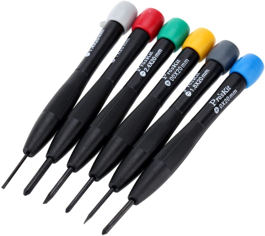 Pro'sKit 8PK-2061 6 Piece Precision Screwdriver Set with Phillips and Slotted - Ideal for Watch, Tablets, Phones, and other Electronics