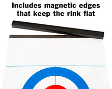 Load image into Gallery viewer, Tabletop Mini Curling Game, Measures Almost 4 Feet Long and Rolls Up Quickly for Travel, Easy Setup, 2 to 8 Player Fun Family or Office Party Game
