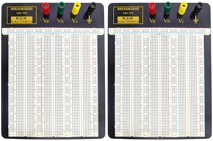 2 Pack Premium 2390 Tie Point Solderless Breadboard with 4 Binding Posts, Metal Backplate