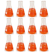 Load image into Gallery viewer, 12 Pack | Narrow Mouth, Heavy Duty Rim, Low Form | 50-125mL Graduation Range | 25mL Graduation Interval | 22mm Neck Outside Diameter
