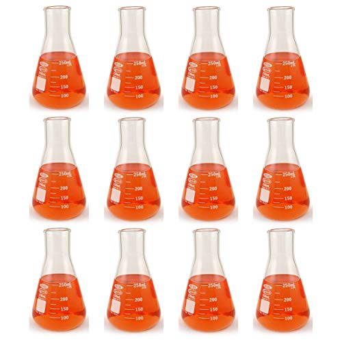 12 Pack | Narrow Mouth, Heavy Duty Rim, Low Form | 50-125mL Graduation Range | 25mL Graduation Interval | 22mm Neck Outside Diameter