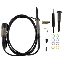 Load image into Gallery viewer, Fixed x10 attenuation with readout actuator pin | Rise time 1.0 ns (350 MHz) | 10-35 pf compensation range(350 MHz) | Cable length 1.2 meter | Probe tips are interchangeable and can be replaced easily
