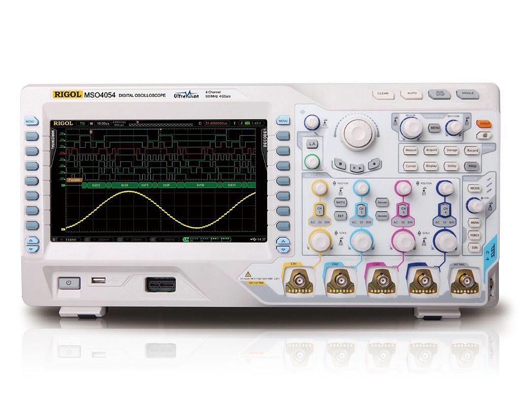 Bandwidth: 350 MHz. 2 channels + 16 for Logic Analyzer.Innovative UltraVision technology. | Real-time sample rate: analog channel up to 4 GSa/s, digital channel up to 1 GSa/s. | Memory depth: analog channel up to 140 Mpts, digital channel up to 28 Mpts. | Waveform acquisition rate up to 110,000 wfms/s.Low noise ?oor,min.vertical sensitivity is 1 mV/div | A variety of Trigger functions Real time waveform record, replay and analysis 9-inch color LCD.