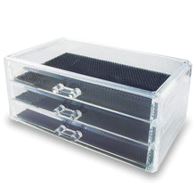 Load image into Gallery viewer, Clear Acrylic Makeup Organizer with 3 Large Drawers - Chest Case Holder for Lipstick, Cosmetics, and Jewelry

