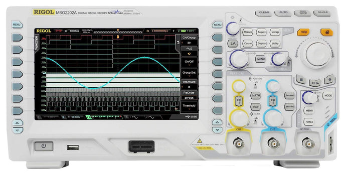 200 MHz, 2 Channel Mixed Signal Oscilloscope with 2 GSa/sec and 14 Mpts memory standard as well as low noise front end. 50 Ohm input included | 200MHz Bandwidth, 16 Digital Channel (MSO) | 2 Analog Channels | 2.000 ns/div to 1.000 ks/div Time Base Scale | Calculated Rise Time: 1.8ns