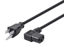 Load image into Gallery viewer, Whether the power cable that came with your equipment are too long or too short you can find replacement cables in the perfect length right here | These Right Angle Power Cords feature a 90 degree C13 connector (PC side) which allows for better placement in tight situations | 18AWG is a standard gauge cable and will work perfectly in most applications
