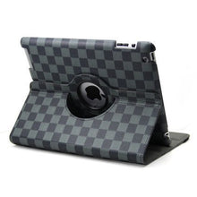 Load image into Gallery viewer, Checkered Black &amp; Grey Case for Apple iPad Models from 2011 to 2013, 360 Degree Rotating Leather Stand Cover Built in Magnet, Sleep Wake Function

