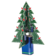 Load image into Gallery viewer, 3D LED Christmas Tree soldering kit — includes an illustrated assembly manual and all the components needed to build the ultimate Christmas gadget! | Comes with 16 flashing red LEDs, along with extra green and yellow LEDs to customize your tree | Can be hung and powered through by wire or use the battery as a stand | Power supply: 9V battery, not included | NOTE: Assembly with a soldering iron is required. Solder and soldering iron are not included.
