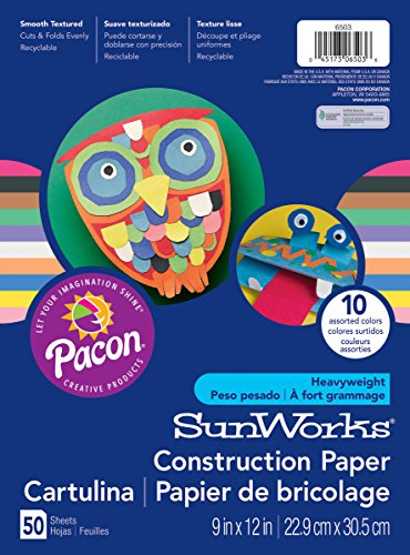 SunWorks Construction Paper by Pacon, the #1 Teacher Approved Brand! | Heavyweight groundwood construction paper | Slightly textured sheets that cuts and folds evenly without cracking | Bright and consistent colors | Excellent value for all arts and craft projects