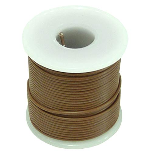 100 Feet Brown 22 Gauge Stranded Hook-Up Wire, Tinned Copper, PVC Insulation (Shade May Vary)