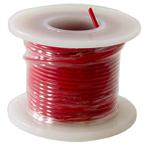 22 Gauge Solid Wire | Red Colored Wire - NOTE: SHADE OF RED MAY VARY | Tinned copper | 25 feet in length | 300 Vrms
