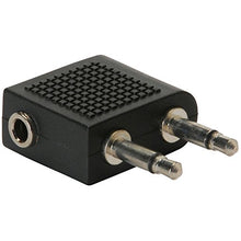 Load image into Gallery viewer, Two prong &quot;airline&quot; style plug | Standard 3.5 mm stereo jack | Fits all standard airline connectors and headphone stereo plugs. | Airline headphone Accessories | Media players

