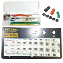 Load image into Gallery viewer, Solderless breadboard ideal for testing, prototyping and experimentation | Contact Points: 830, Terminal Strips: 1, Bus Strips: 2, Binding Posts: 3 | Features a sturdy aluminum backing | Color legend on distribution strips | Size: 7.2&quot; x 3.8&quot;
