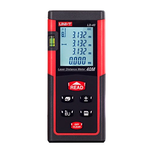 Supports unit selection of meter, inch and feet, Indirect measurement by Pythagorean Theorem | Handheld Laser Distance Meter 0.05 to 40m (0.16 to 131ft) | High accuracy Measurement for distance,area,Volume Wide measuring range | Supports data hold and data clear function, Supports data store/recall function of up to 30 measure | Large LCD with backlight and multi-line display, Function of self calibration