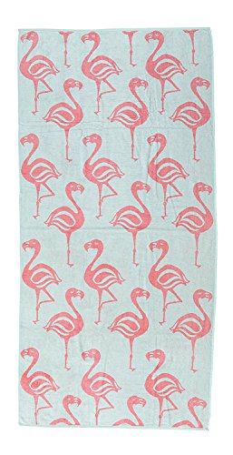 Friends & Home Velour Flamingo Beach Towel (100% Cotton, 40