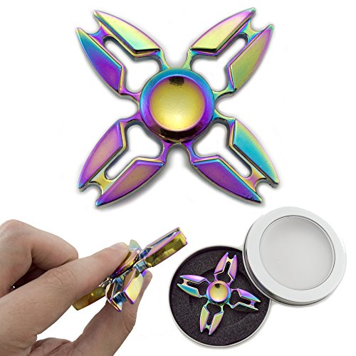 Rainbow Iridescent Crab Fidget Spinner - Utilizes it's own weight to create a smooth and elegant glide when spinning | Durable metal construction | Simply spin in your hand or on a table and watch it go! | No repair, oil, or maintenance needed! | Includes a case for safe travel and storage