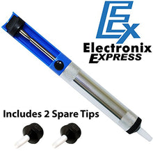 Load image into Gallery viewer, Fast action, heavy duty RoHS Certified desoldering pump with 2 spare replacement tips | Rugged metal construction. Anti-static with replaceable non-stick teflon tip. | Simple design allows easy one-handed use | Lightweight and compact | Ideal for use in labs, service shops, schools (STEM - steam), home and industry

