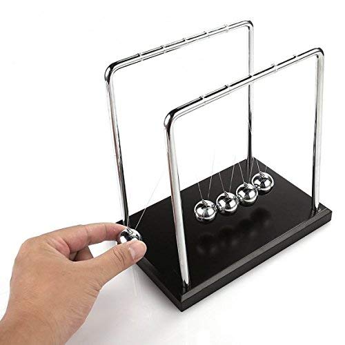 Newton's Cradle is a fun demonstration of physics in the principles of kinetic energy and conservation of momentum | Elegant conversation piece for home or at the office | High quality construction | Neatly packed and secured in place to ensure that the strings are not tangled upon arrival | Base measures 7.25