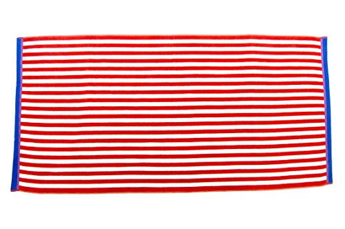Luxurious Cabana Thin Stripe Towel - Red | Measures 30