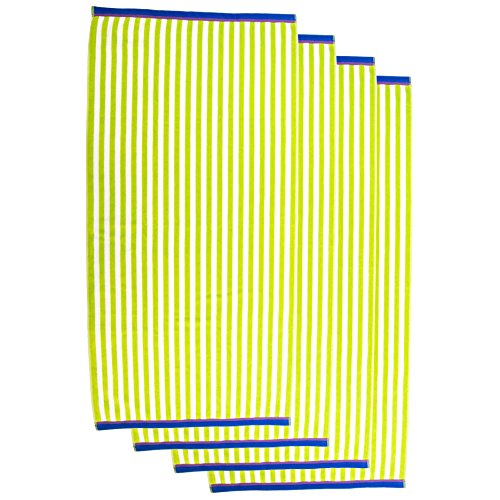 Set of 4 Cabana Stripe Towels - Lime Green | 30