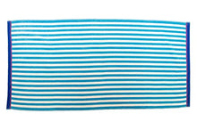 Load image into Gallery viewer, Cabana Stripe Towel - Turquoise | Measures 30&quot; x 60&quot;, GSM 425 | Machine Washable, Tumble Dry on Low | Natural materials and free from harmful chemicals and synthetic materials. Safe for family use. | Manufactured and Quality Controlled by Friends &amp; Home
