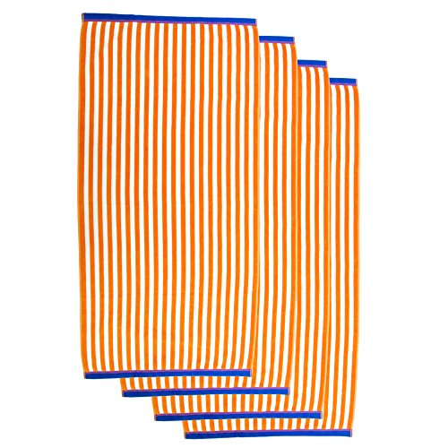 Set of 4 Cabana Stripe Towels - Orange | 30