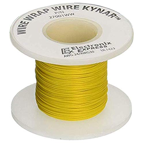 30 Gauge Kynar Wire Wrap Wire | Tin Plated Copper Solid Wire | Color: Yellow | Length: 100 Feet | Widely use for laptop, motherboard, and LCD display