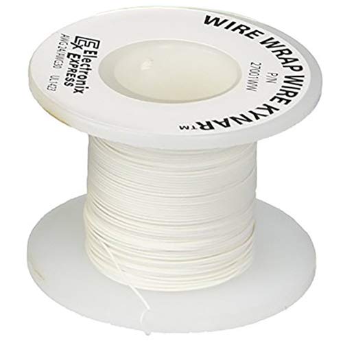 30 Gauge Kynar Wire Wrap Wire | Tin Plated Copper Solid Wire | Color: White | Length: 100 Feet | Widely use for laptop, motherboard, and LCD display
