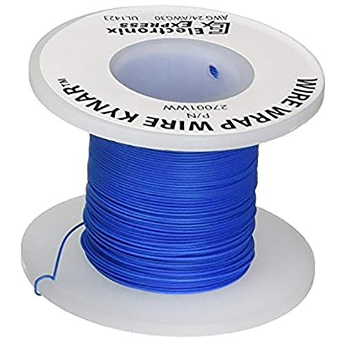 30 Gauge Kynar Wire Wrap Wire | Tin Plated Copper Solid Wire | Color: Blue | Length: 100 Feet | Widely use for laptop, motherboard, and LCD display