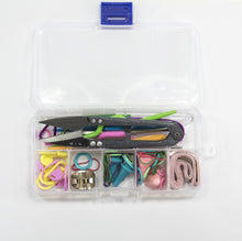 Load image into Gallery viewer, 56pc. Knitting Accessory Kit Basic Tool Set &amp; Plastic Clear Color Tool Case
