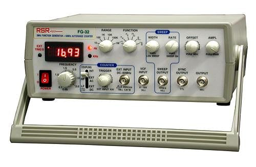 Six waveform functions - sine, triangle, square, ramp +/- pulse | Internal/External counter function | Linear/Log sweep. Sweep rate 10mS ~ 5S. | Amplitude 20V p-p/open, 10V p-p/50 ohm load | External counter trigger level control