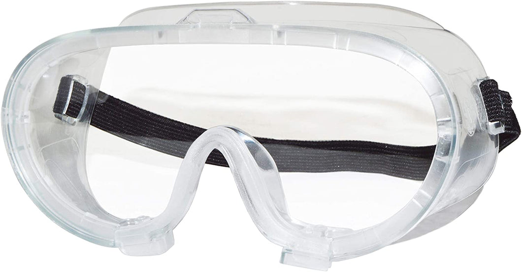 Made with a soft, flexible rubber body that conforms to facial contours for a snug fit and seal | Adjustable elastic band | OTG (Over-the-Glass) design fits comfortably over prescription eyewear; protects against impacts, dust, airborne particles and chemical splashes | Clear, splash-proof lens | 