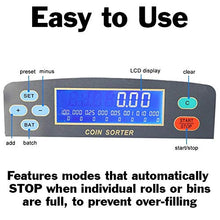 Load image into Gallery viewer, Electronic USD Coin Sorter and Counter with LCD Display, Sorts 270 Coins Per Minute into Coin Wrappers or Bins, Coin Wrapper Tubes Included
