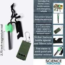 Load image into Gallery viewer, Fire Starting Flint with Ruler, Bottle Opener, and Whistle - Survival Gear Camping Kit

