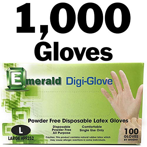 1,000 Gloves (Includes 10 Dispenser Boxes, 100 Gloves per Dispenser Box) | Latex | Powder Free | Disposable | Size: Large