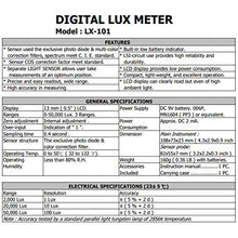 Load image into Gallery viewer, Pocket Size Digital Luxmeter, Measures 0-50,000 Lux in 3 Ranges, 4 Digit LCD Display, Spectrum Meets C.I.E. Standard
