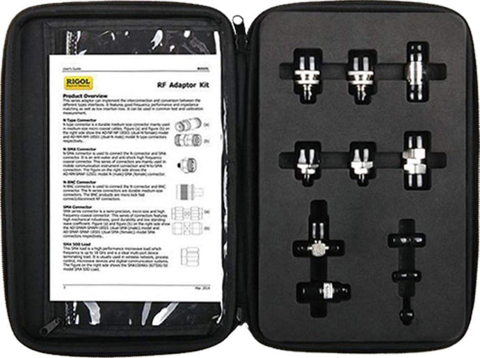 Kit Includes: N(F)-N(F) Adaptor (1pcs), N(M)-N(M) Adaptor (1pcs), N(M)-SMA(F) Adaptor (2pcs), N(M)-BNC(F) Adaptor (2pcs), SMA(F)-SMA(F) Adaptor (1pcs), SMA(M)-SMA(M) Adaptor (1pcs), BNC T Type Adaptor (1pcs), 50 SMA Load (1pcs), 50 BNC Impedance Adapter (1pcs) | N(F)-N(F) Adaptor (1pc), N(M) | N(M) Adaptor (1pc) | N(M)-SMA(F) Adaptor (2pcs) | N(M)-BNC(F) Adaptor (2pcs)