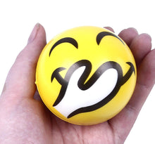 Load image into Gallery viewer, 12 Pack of Smiley Face Emoji Stress Balls - 2.4 Inch Assorted Squeezable Yellow Smilies
