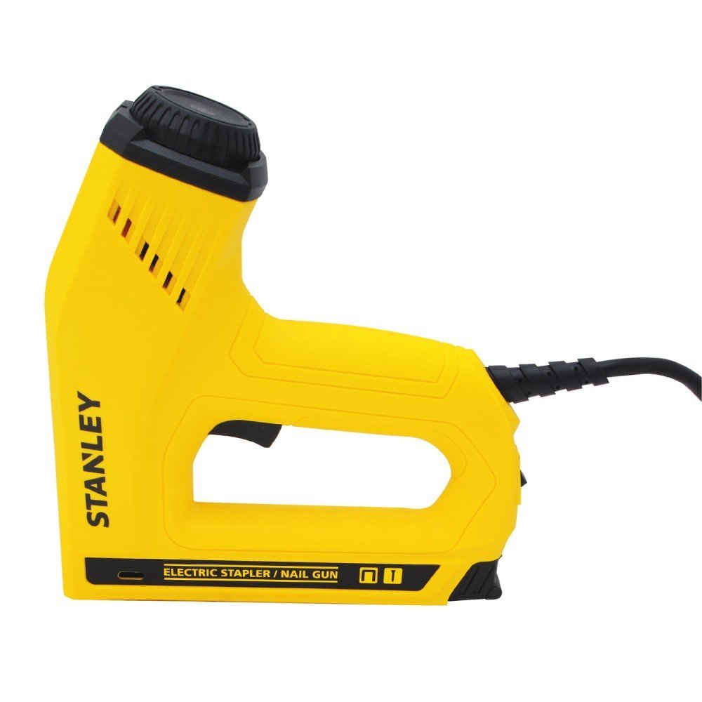 Heavy-duty electric staple / brad nail gun with outstanding driving power | Unique dual power lever (Hi/Lo) designed for use with hard or soft materials | High Quality New!!!!!!! | Includes 8-foot power cord | Uses Stanley Sharpshooter TRA700 Series or Arrow T-50 heavy duty staples and 1/2-, 9/16- and 5/8-inch brads