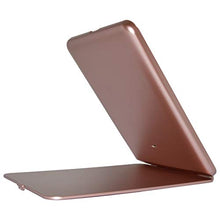 Load image into Gallery viewer, LED Lighted Travel Makeup Mirror, Rechargeable Illuminated Portable Rose Gold Mirror with 3 Light Colors
