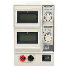 Load image into Gallery viewer, Dc Lab Power Supply 0-15 Vdc / 0-3 A Max With Dual Lcd Display | LCD display for voltage and current | Protection mode: current-limiting | Color: white-grey | Insulated terminals
