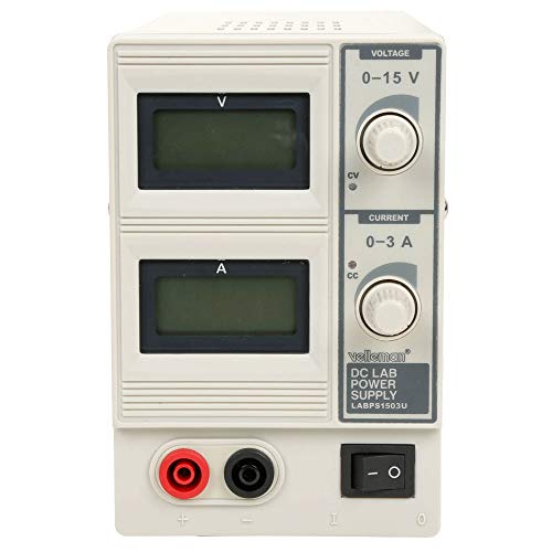 Dc Lab Power Supply 0-15 Vdc / 0-3 A Max With Dual Lcd Display | LCD display for voltage and current | Protection mode: current-limiting | Color: white-grey | Insulated terminals