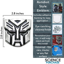 Load image into Gallery viewer, Transformers Autobot 3D 2.8&quot; Car Emblem with Chrome Finish - Includes Adhesive Backing - Universal Fits All Cars and Trucks
