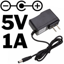 Load image into Gallery viewer, 5 Volt DC Power Adapter | 1 Amp | 5.5mm Barrel Jack | Polarity: Center Positive | Approximately 3 foot cord
