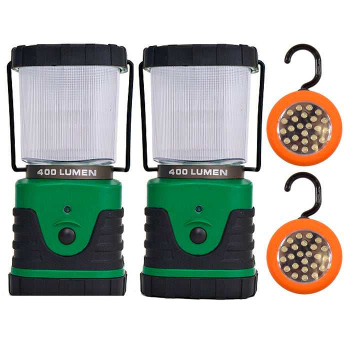 This lantern shines 400 lumens of LED light; one of the brightest on the market | Compact, only 8 inches tall, which makes it the perfect size for basements, garages, hiking, camping trips, or in emergencies | Green 'locator' LED flashes every 5 seconds on standby mode - find this lantern even when it's dark! *note this light uses very little battery power* | Water-resistant, reinforced case | Including Round Magnetic LED Light, an $8 value