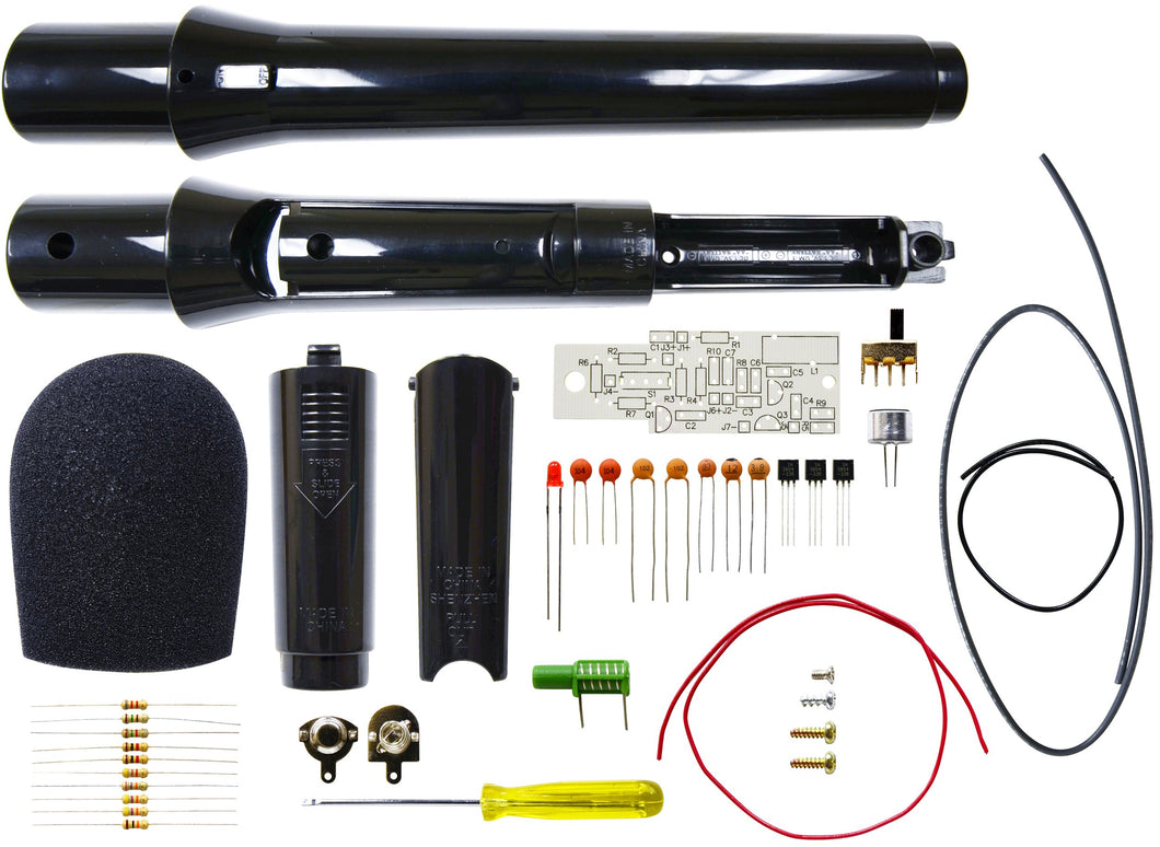 Hone your DIY soldering techniques with Elenco' s FM Wireless Microphone Soldering Kit. Enjoy the pleasure of having assembled and soldered it yourself | Learn all about microphones, audio amplifiers and RF oscillators | Range up to 100 feet | Transmit your voice to any FM radio | Made in the United States